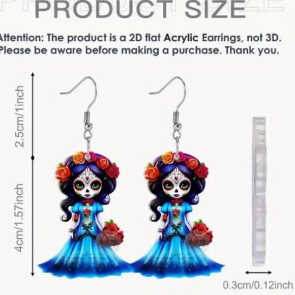 3-Pair Acrylic Doll Earrings Set - Unique 2D Effect - Picture 5 of 6